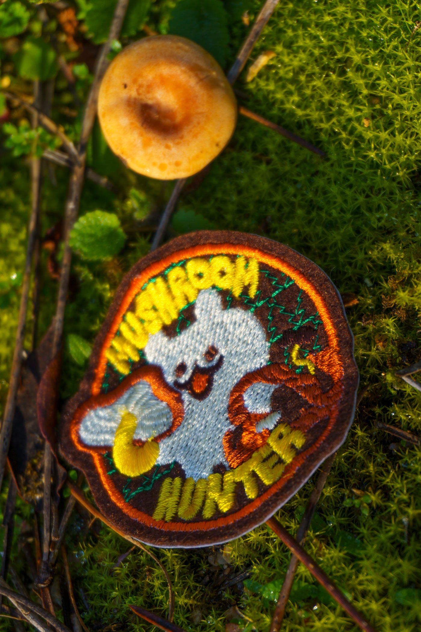 Mushroom Hunter Cat Sew-On Patch