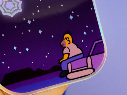 Shooting star Homer Holographic Sticker AlienInAJar