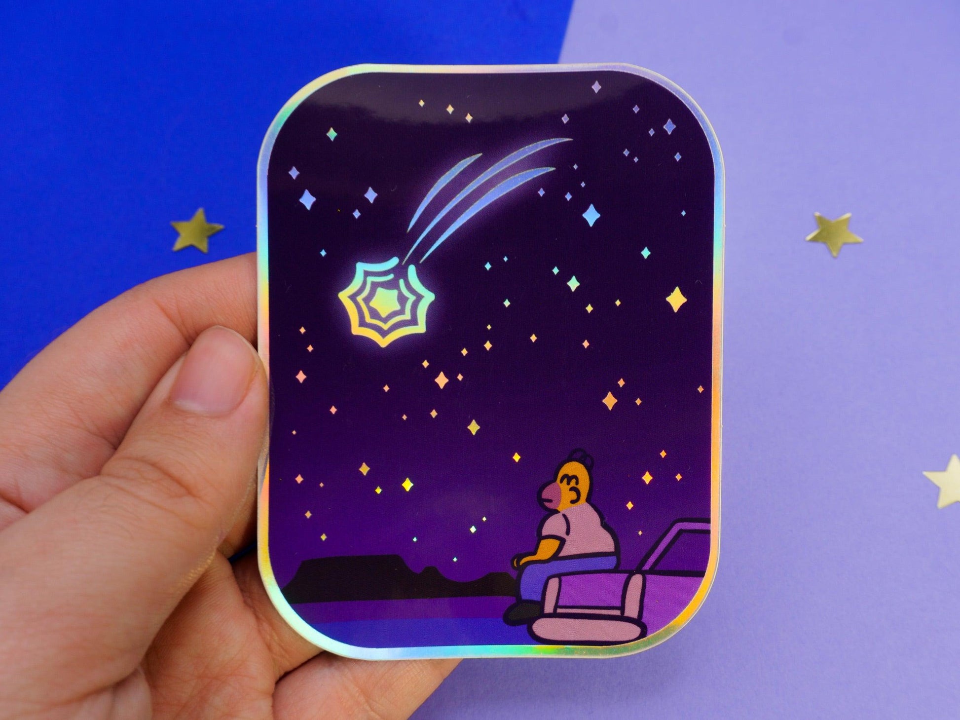 Shooting star Homer Holographic Sticker AlienInAJar