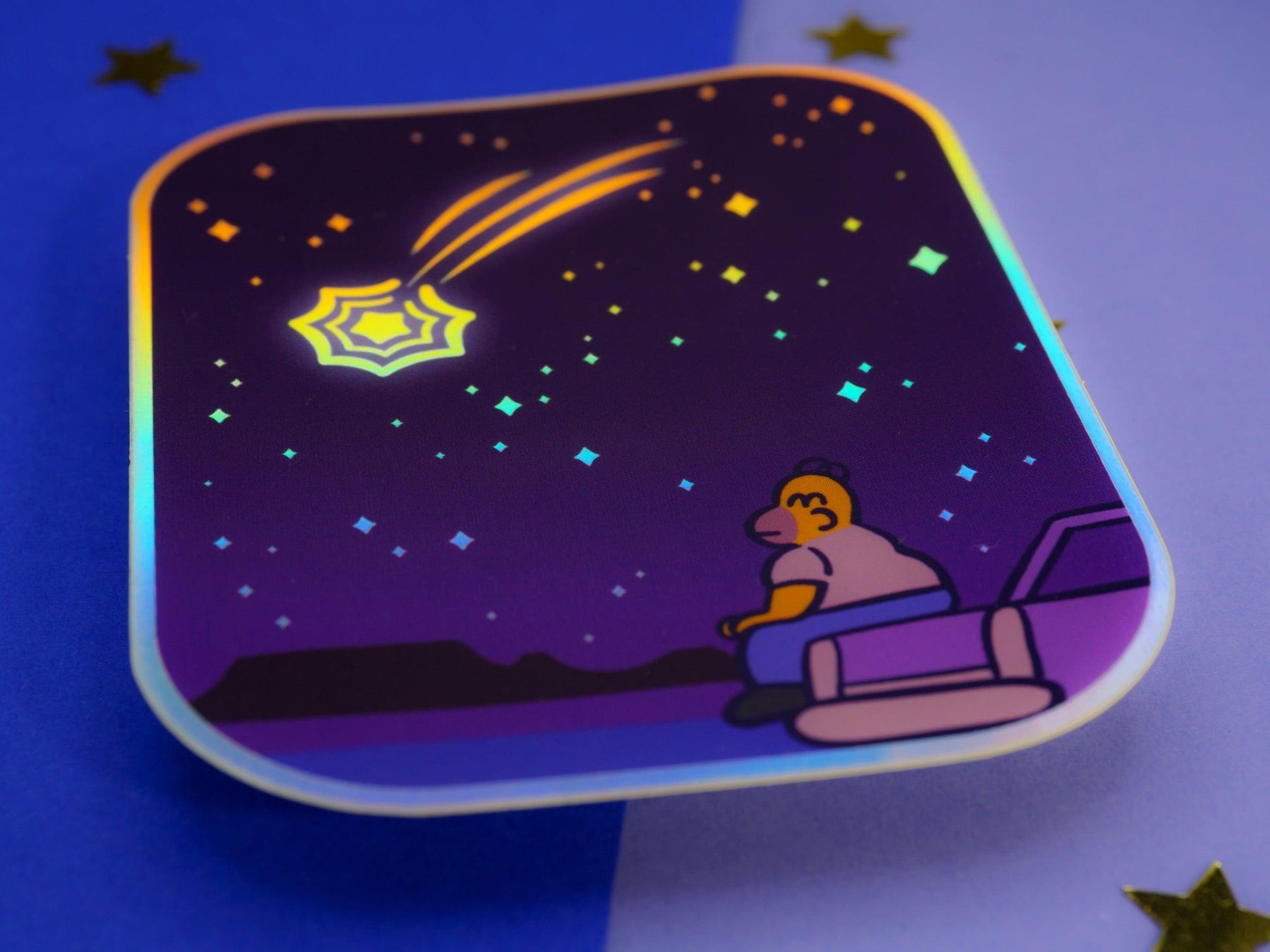 Shooting star Homer Holographic Sticker AlienInAJar