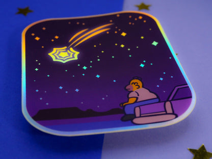 Shooting star Homer Holographic Sticker AlienInAJar