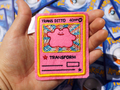 Trans Ditto Pink Pokemon Card Sew-On Patch AlienInAJar