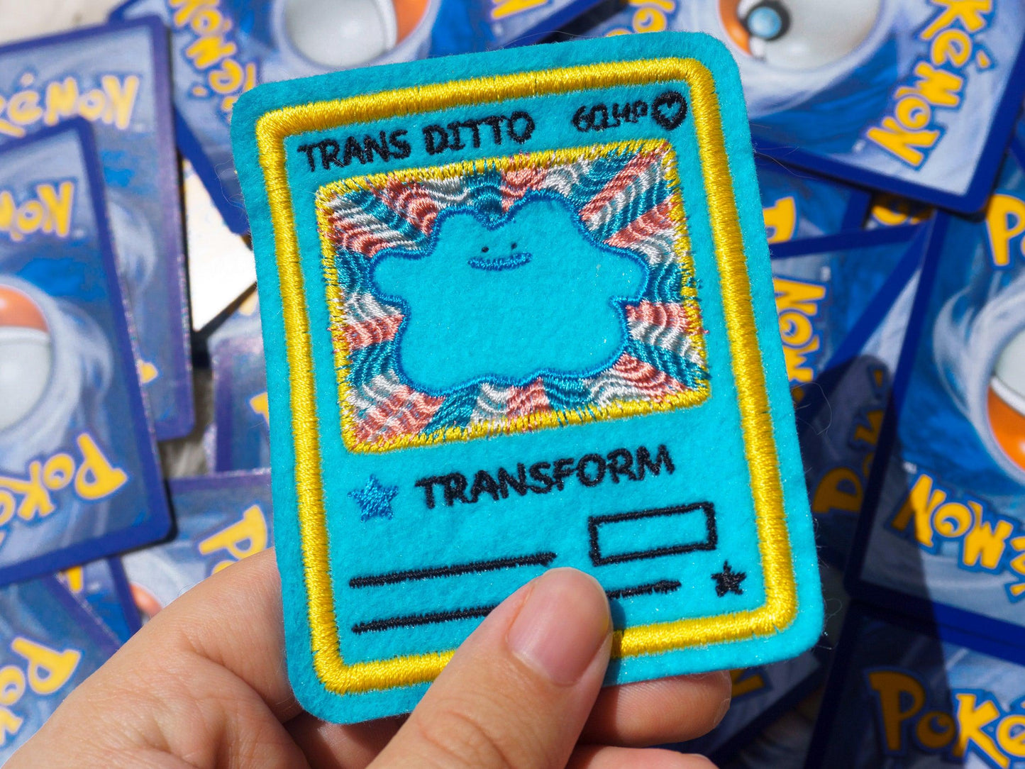 Trans Ditto Pink Pokemon Card Sew-On Patch AlienInAJar