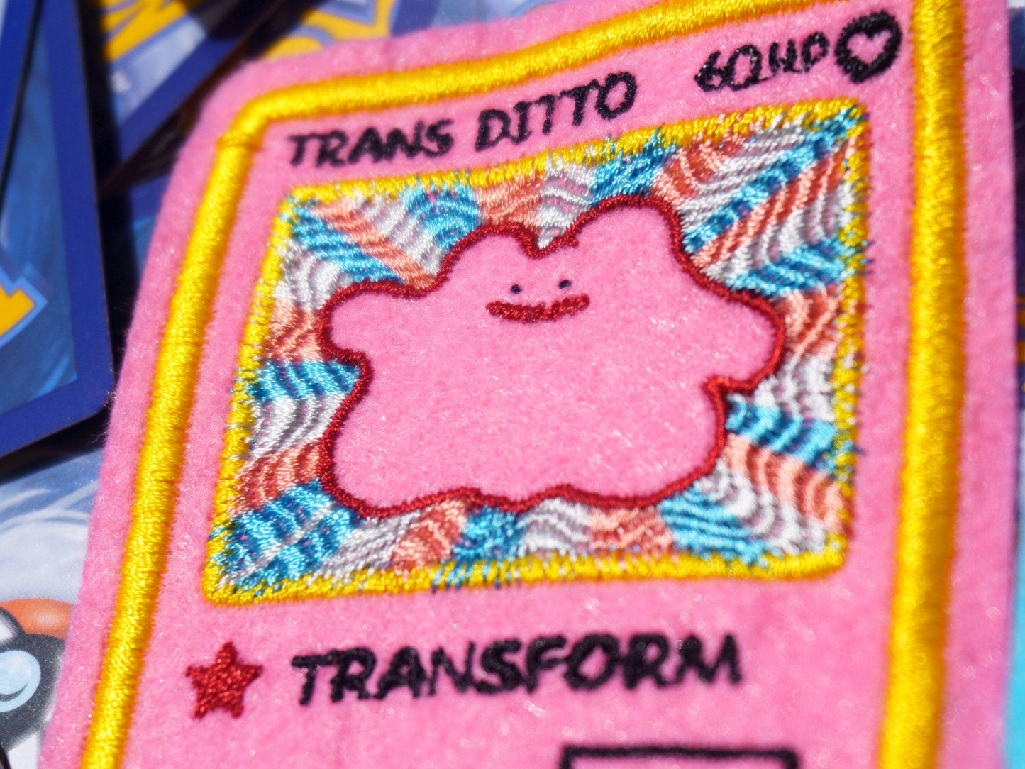 Trans Ditto Pink Pokemon Card Sew-On Patch AlienInAJar