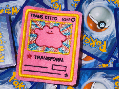 Trans Ditto Pink Pokemon Card Sew-On Patch AlienInAJar