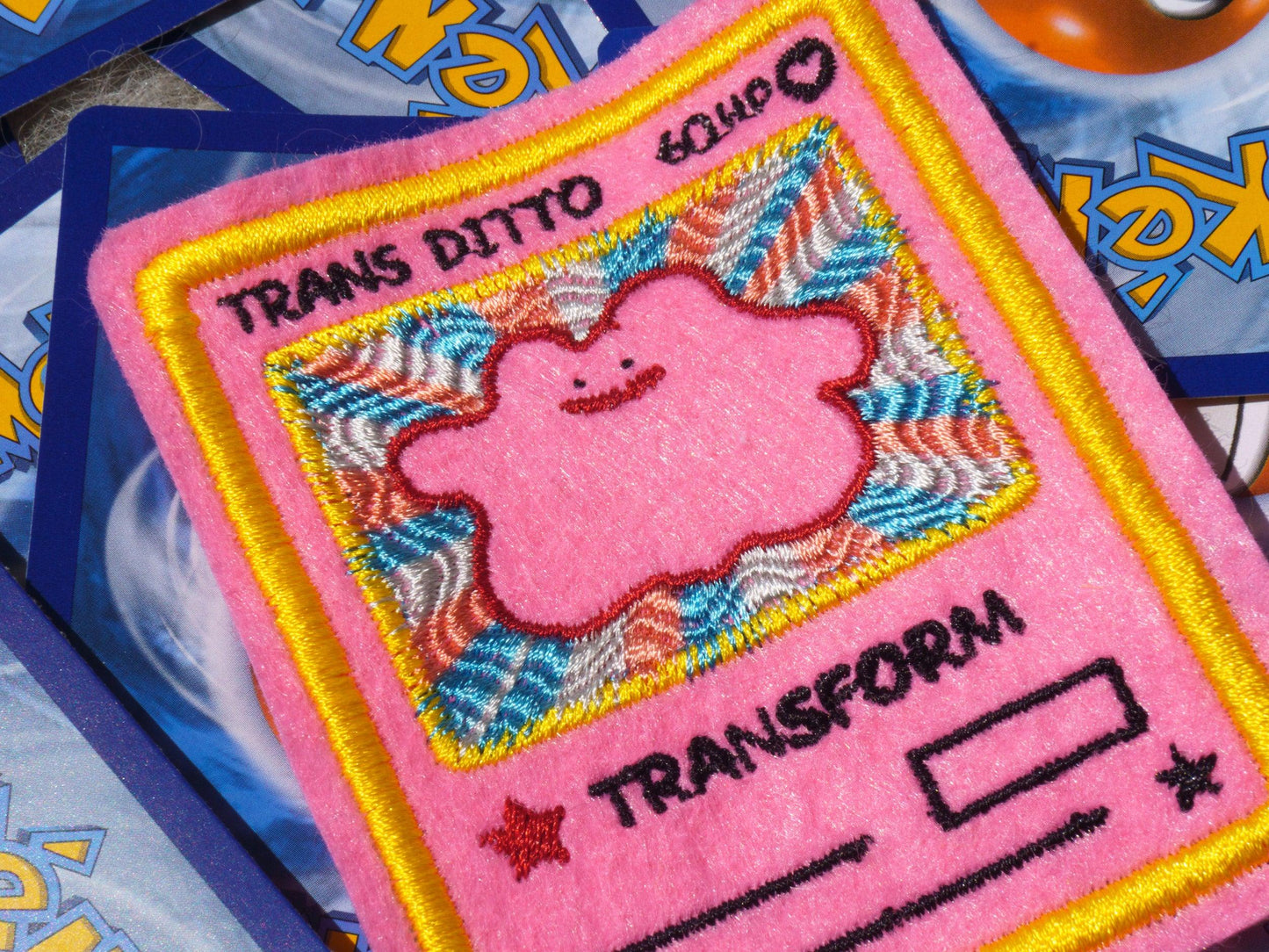 Trans Ditto Pink Pokemon Card Sew-On Patch AlienInAJar