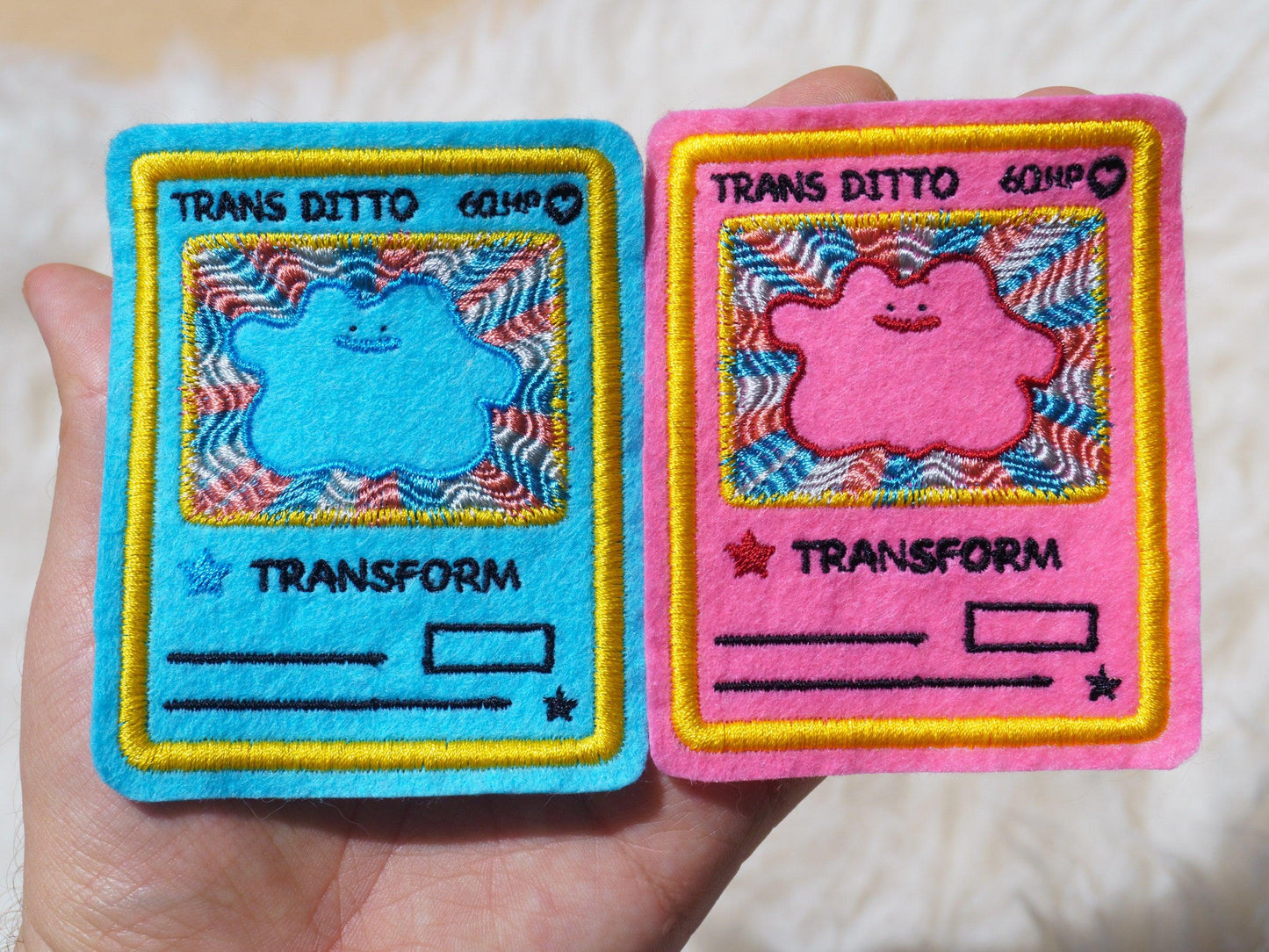 Trans Ditto Pink Pokemon Card Sew-On Patch AlienInAJar