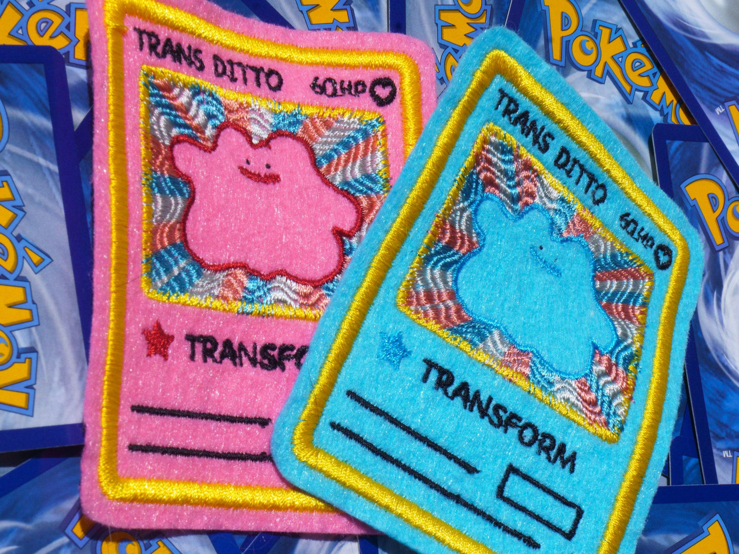 Trans Ditto Pink Pokemon Card Sew-On Patch AlienInAJar