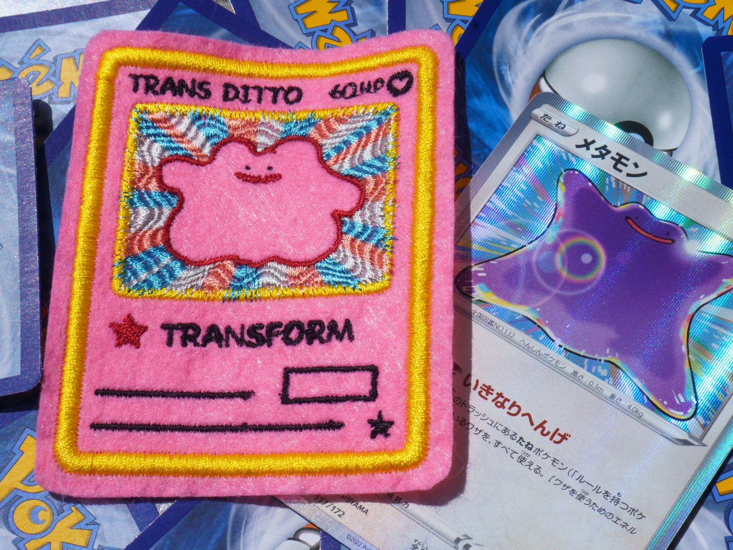 Trans Ditto Pink Pokemon Card Sew-On Patch AlienInAJar