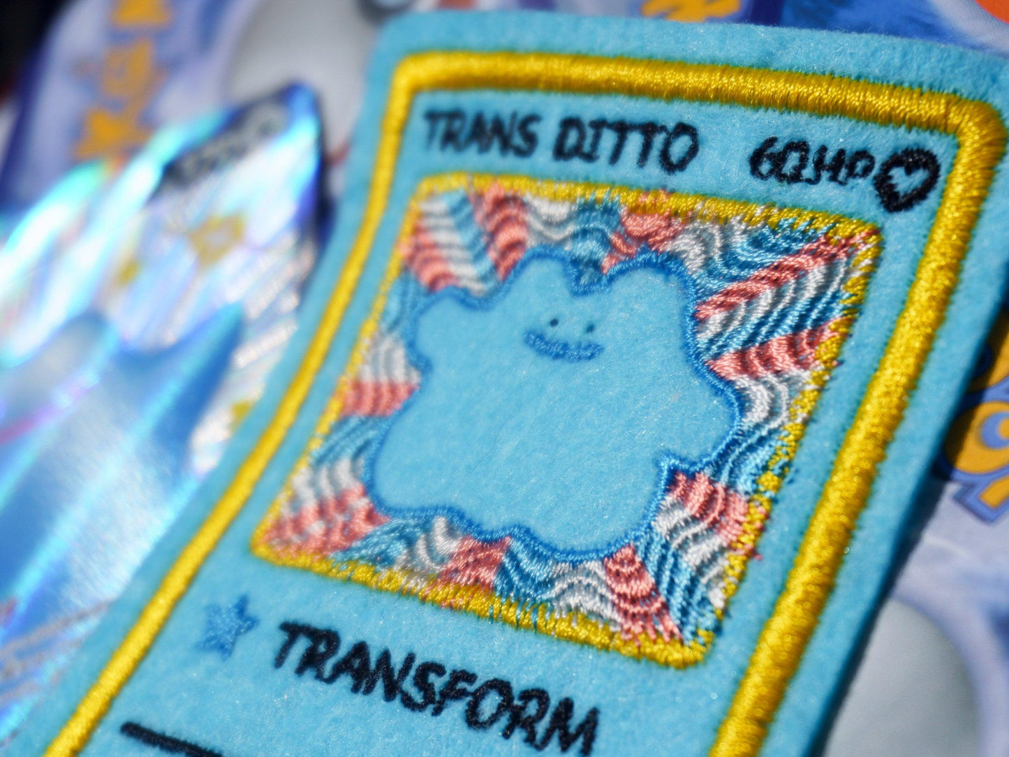 Trans Ditto Pink Pokemon Card Sew-On Patch AlienInAJar