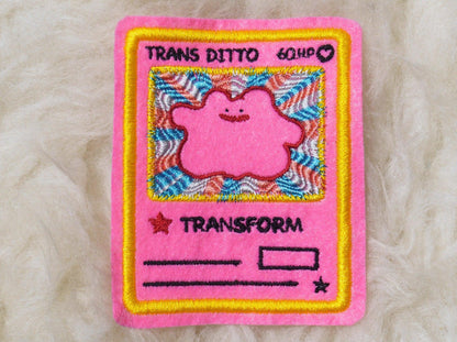 Trans Ditto Pink Pokemon Card Sew-On Patch AlienInAJar