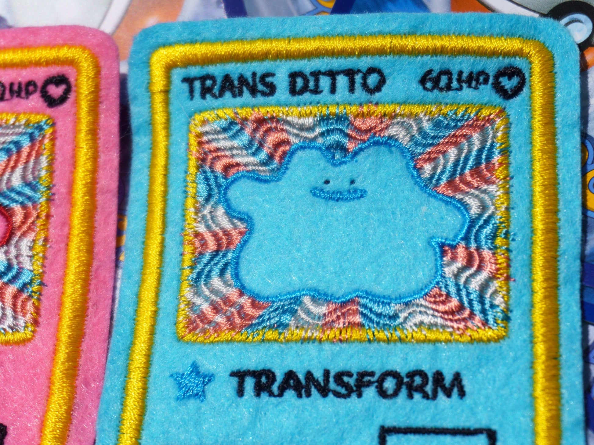 Trans Ditto Pink Pokemon Card Sew-On Patch AlienInAJar