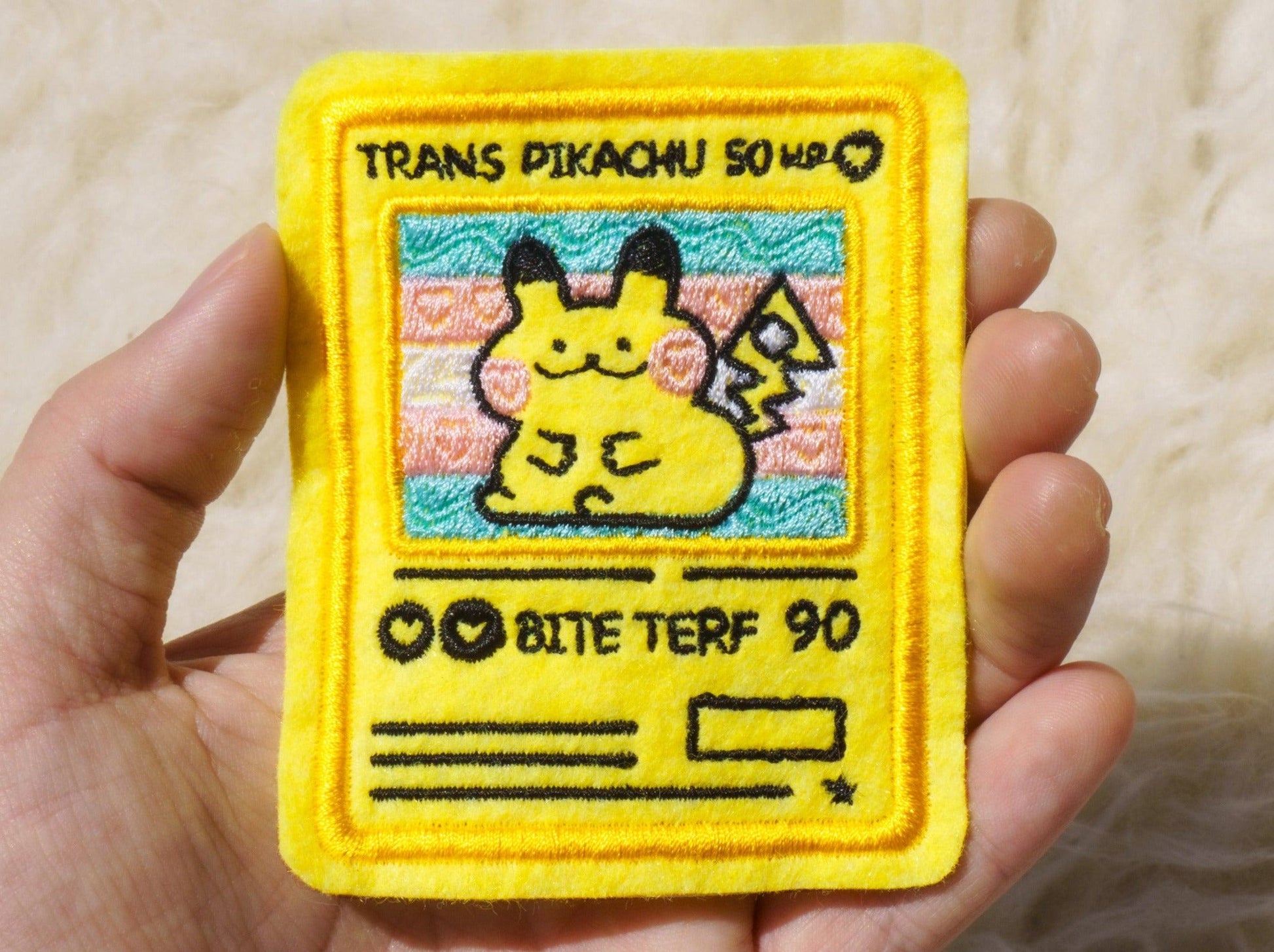 Trans Masc Pikachu Pokemon Card Sew-On Patch AlienInAJar