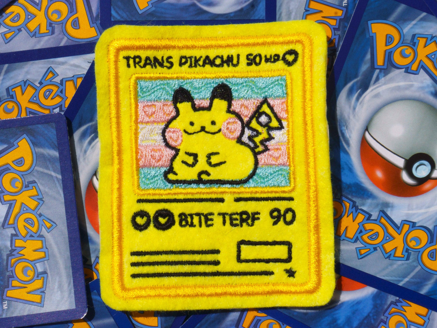 Trans Masc Pikachu Pokemon Card Sew-On Patch AlienInAJar