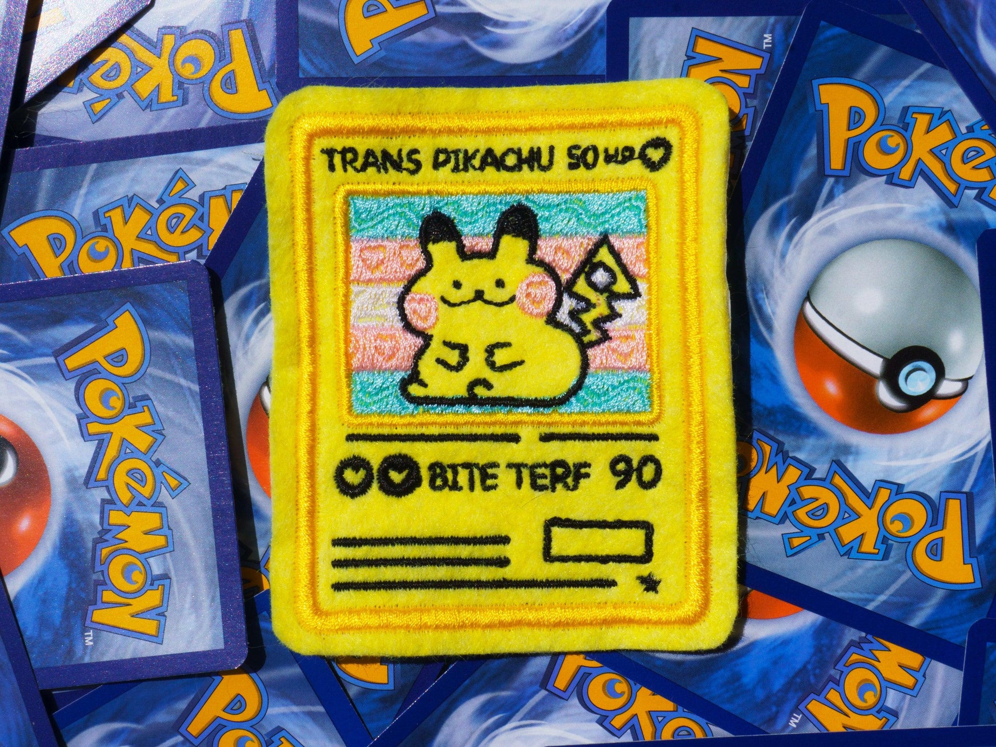 Trans Masc Pikachu Pokemon Card Sew-On Patch AlienInAJar