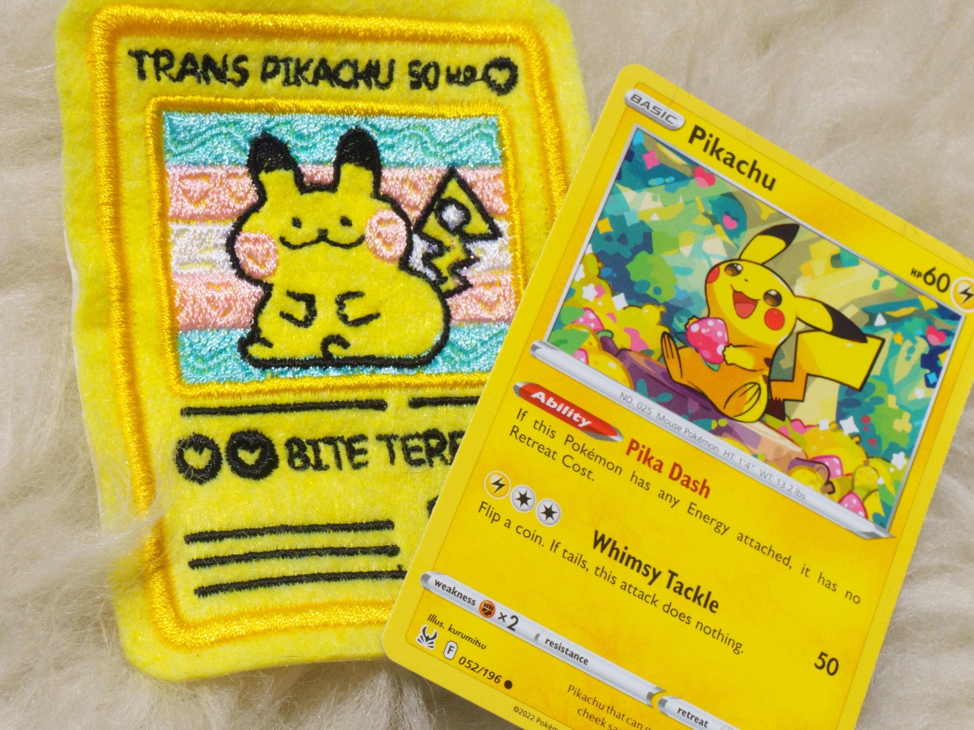 Trans Masc Pikachu Pokemon Card Sew-On Patch AlienInAJar