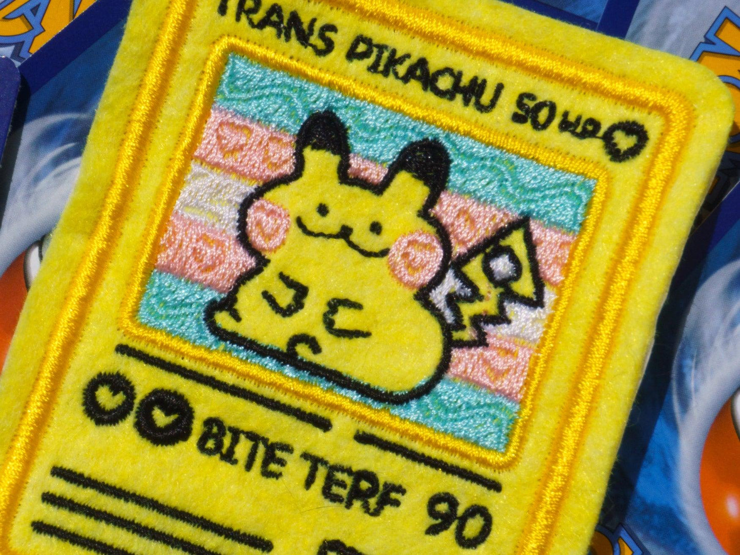 Trans Masc Pikachu Pokemon Card Sew-On Patch AlienInAJar