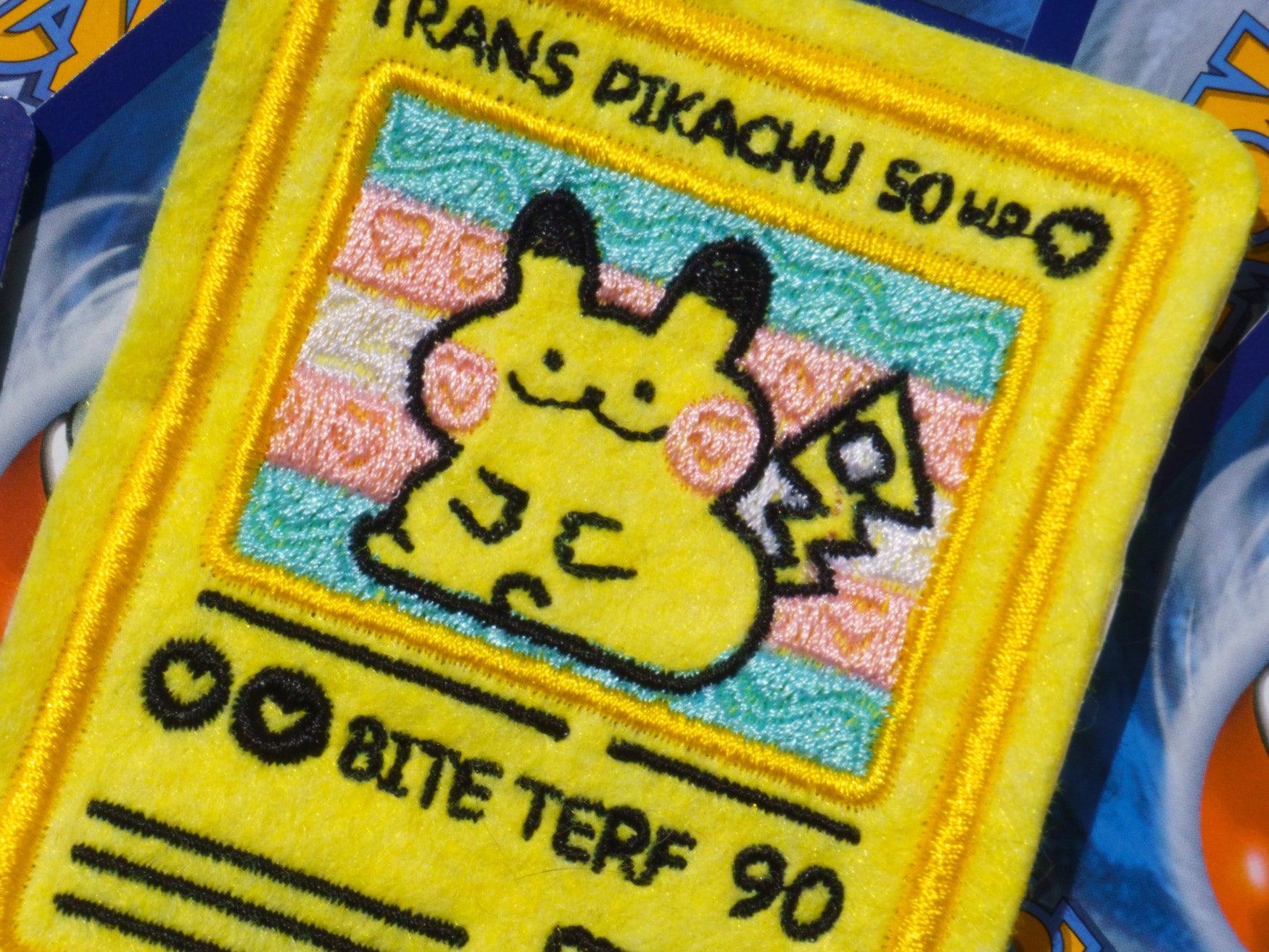 Trans Masc Pikachu Pokemon Card Sew-On Patch AlienInAJar