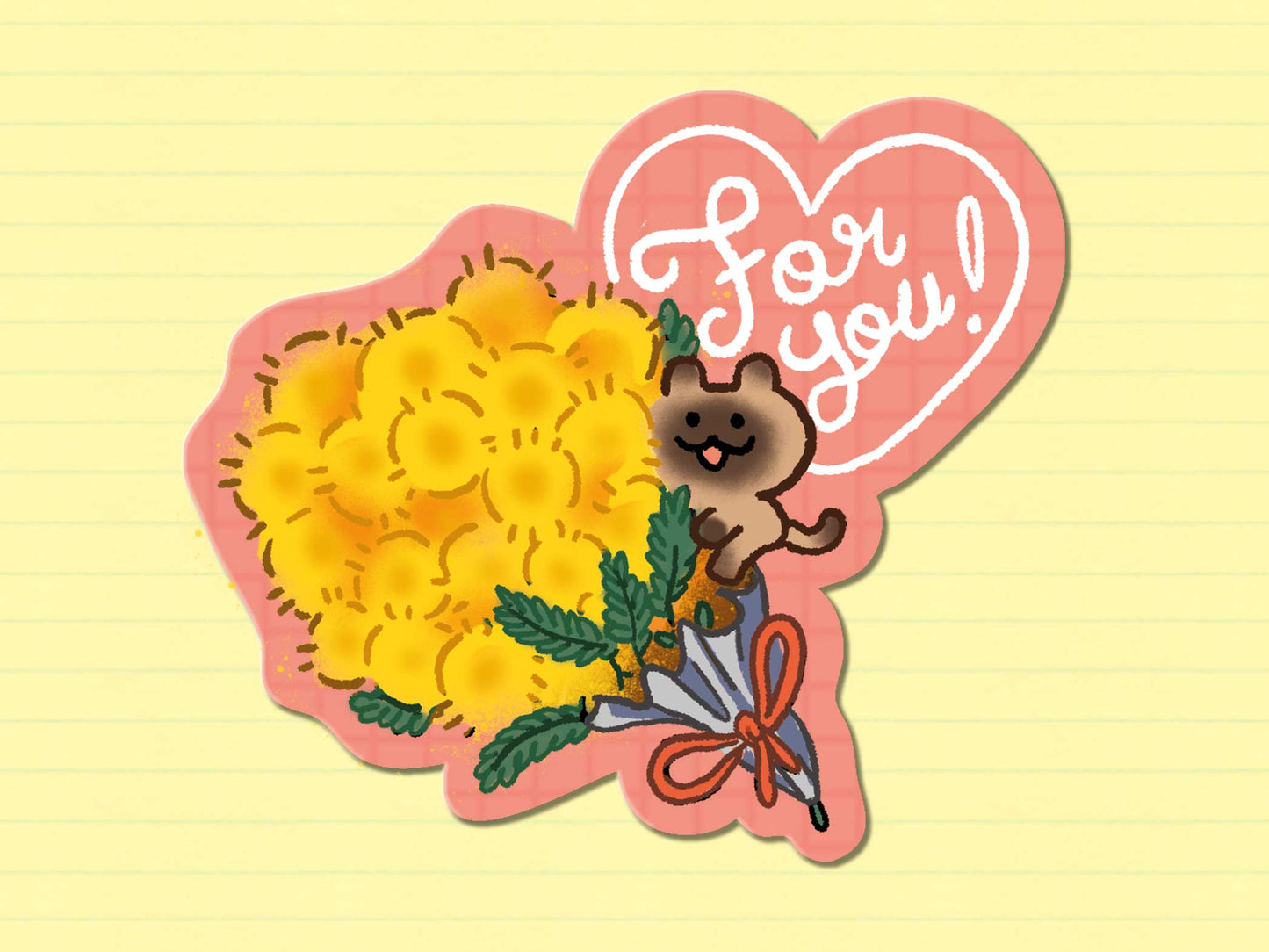 Mimosa Bouquet Cat Stickers