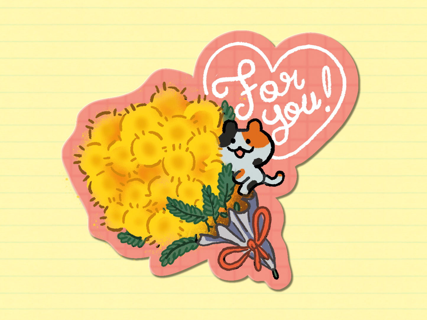 Mimosa Bouquet Cat Stickers