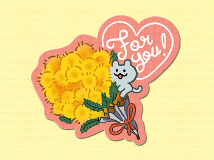 Mimosa Bouquet Cat Stickers