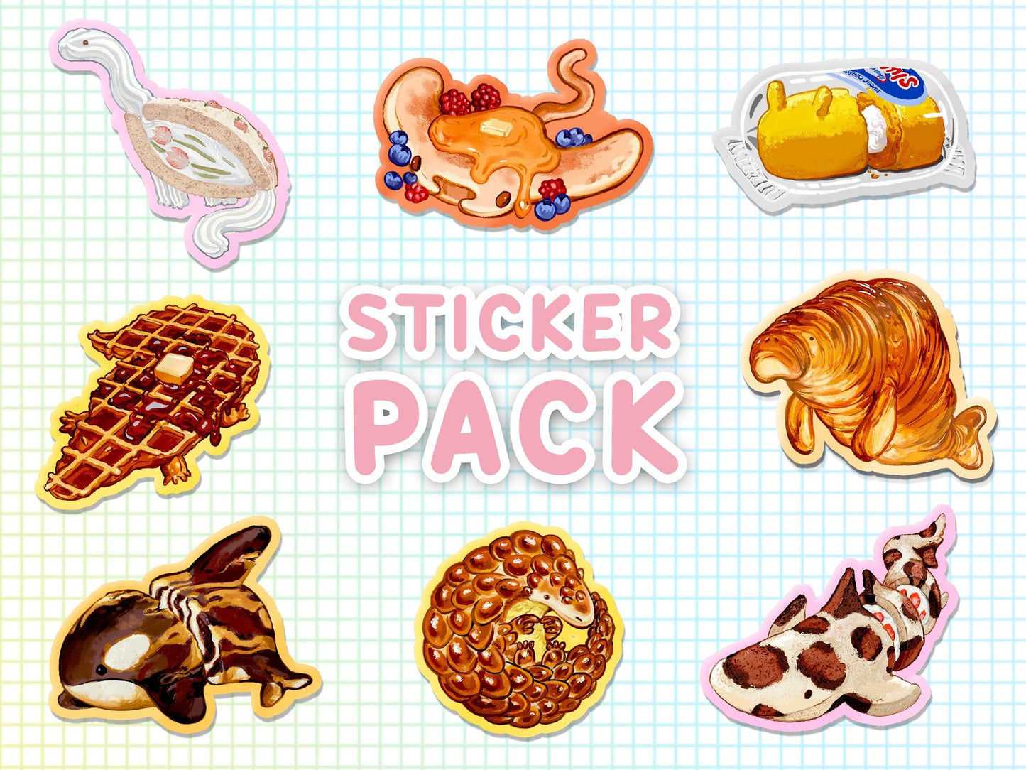 8-Sticker Pack Delicious Animals Series #1 AlienInAJar