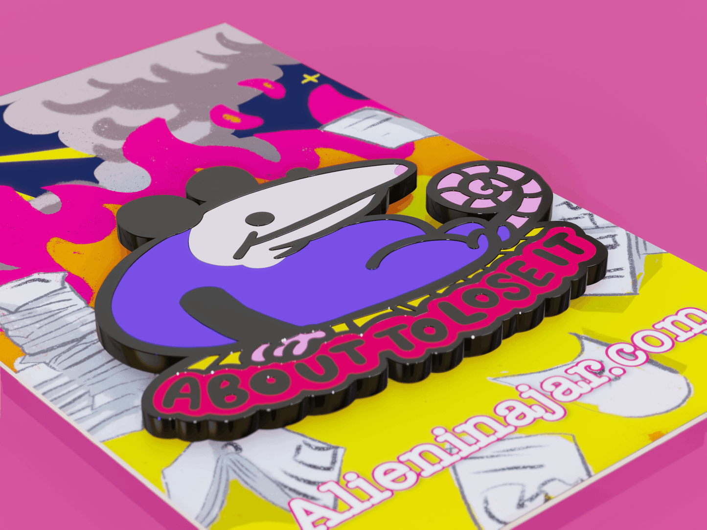 "About to lose it" Opossum Enamel Pin AlienInAJar