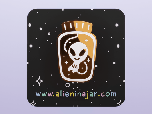 Alien In A Jar Golden Enamel Pin AlienInAJar