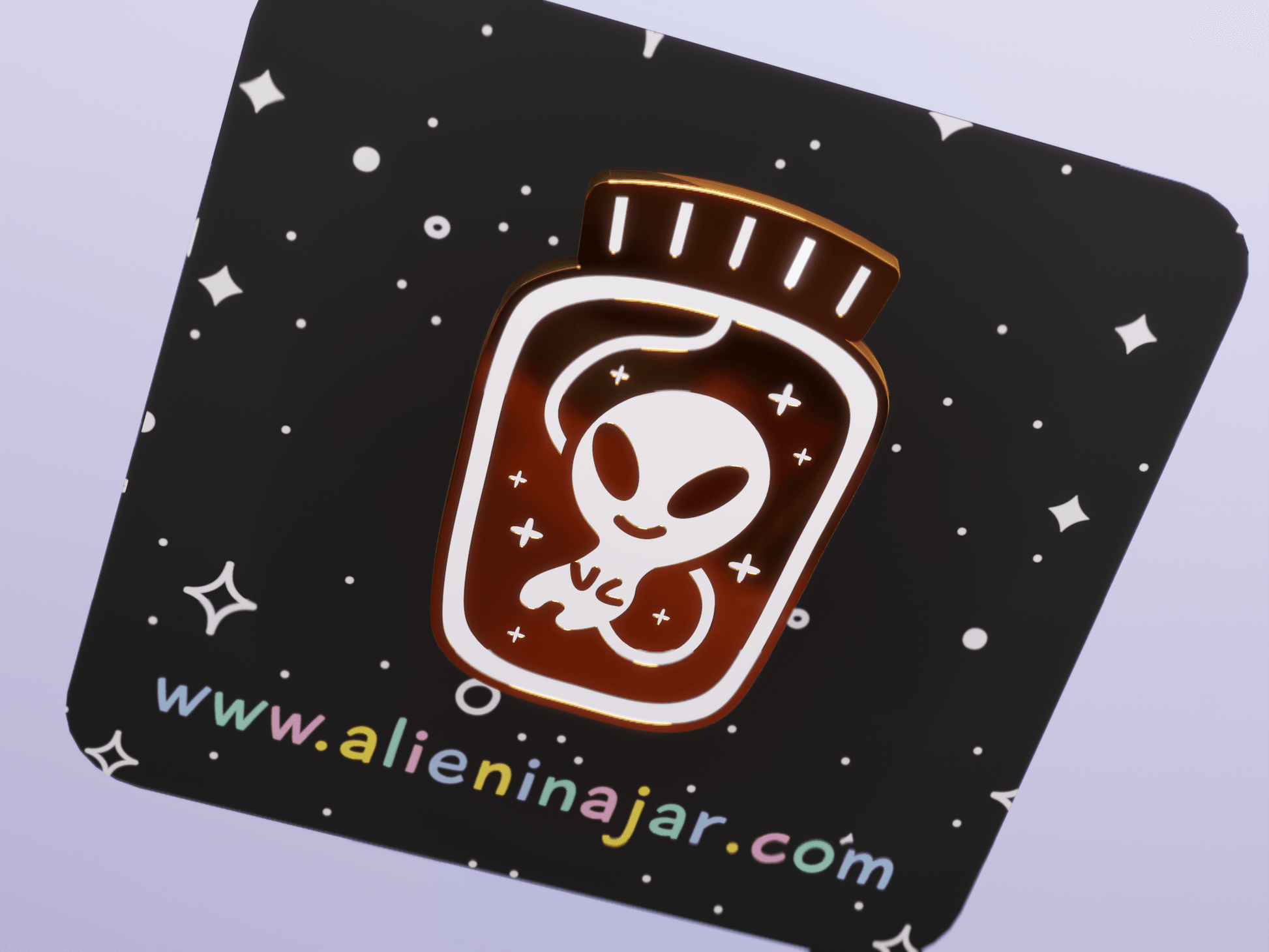 Alien In A Jar Golden Enamel Pin AlienInAJar