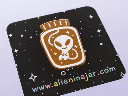 Alien In A Jar Golden Enamel Pin AlienInAJar