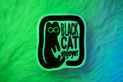 Black Cat Enjoyer Sew-On Patch (Glow in the dark) AlienInAJar