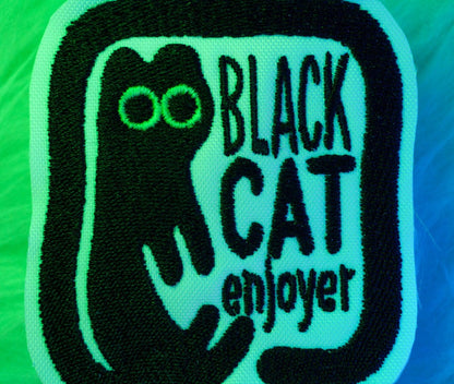 Black Cat Enjoyer Sew-On Patch (Glow in the dark) AlienInAJar