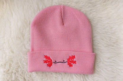 AXOLOTL PINK AND GREEN BEANIE