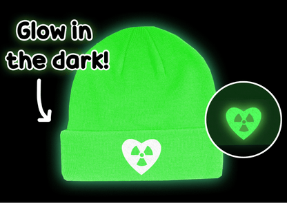 GREEN RADIOACTIVE GLOW IN THE DARK BEANIE AlienInAJar