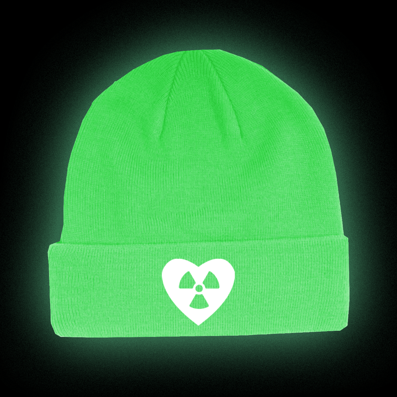 GREEN RADIOACTIVE GLOW IN THE DARK BEANIE AlienInAJar