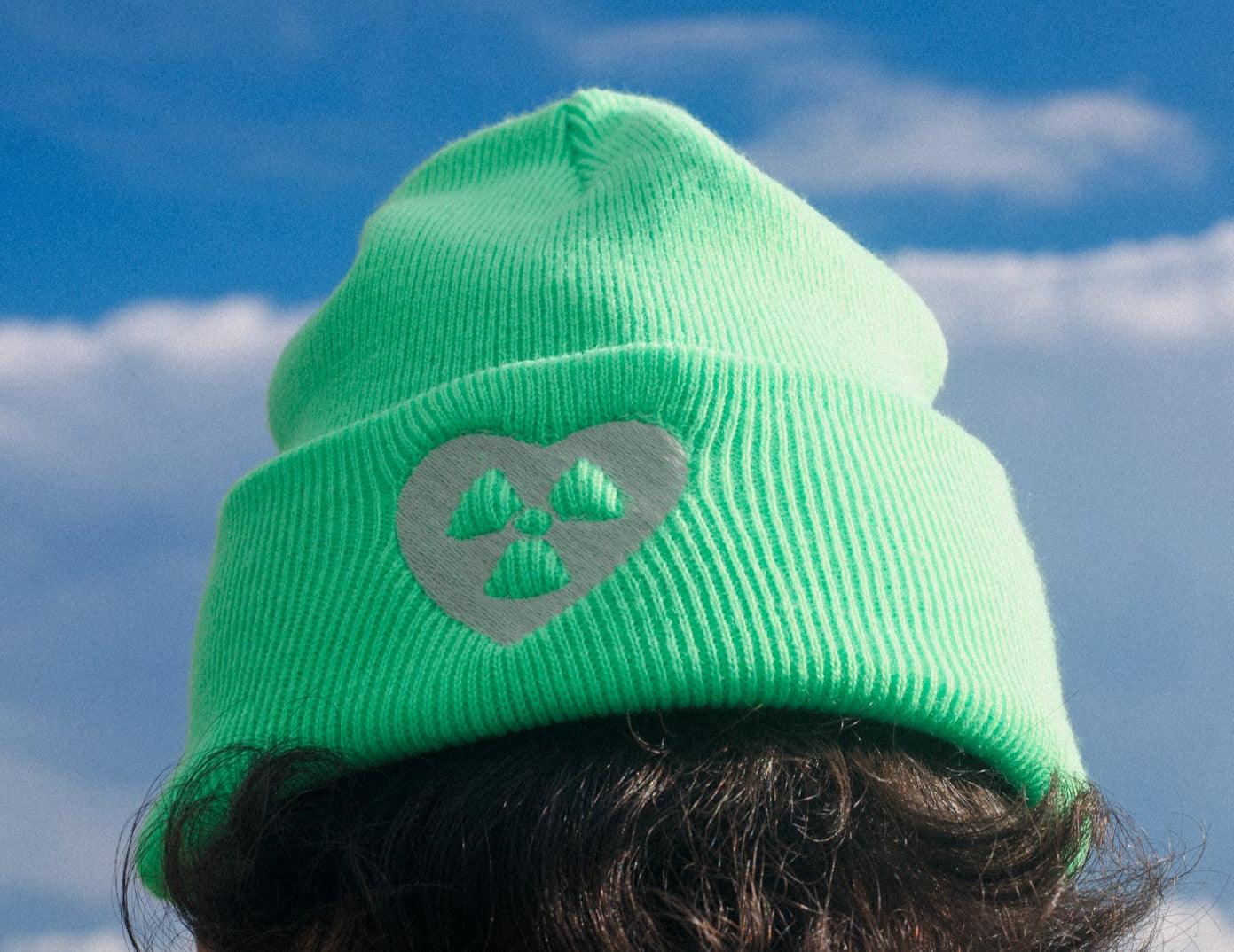 GREEN RADIOACTIVE GLOW IN THE DARK BEANIE AlienInAJar