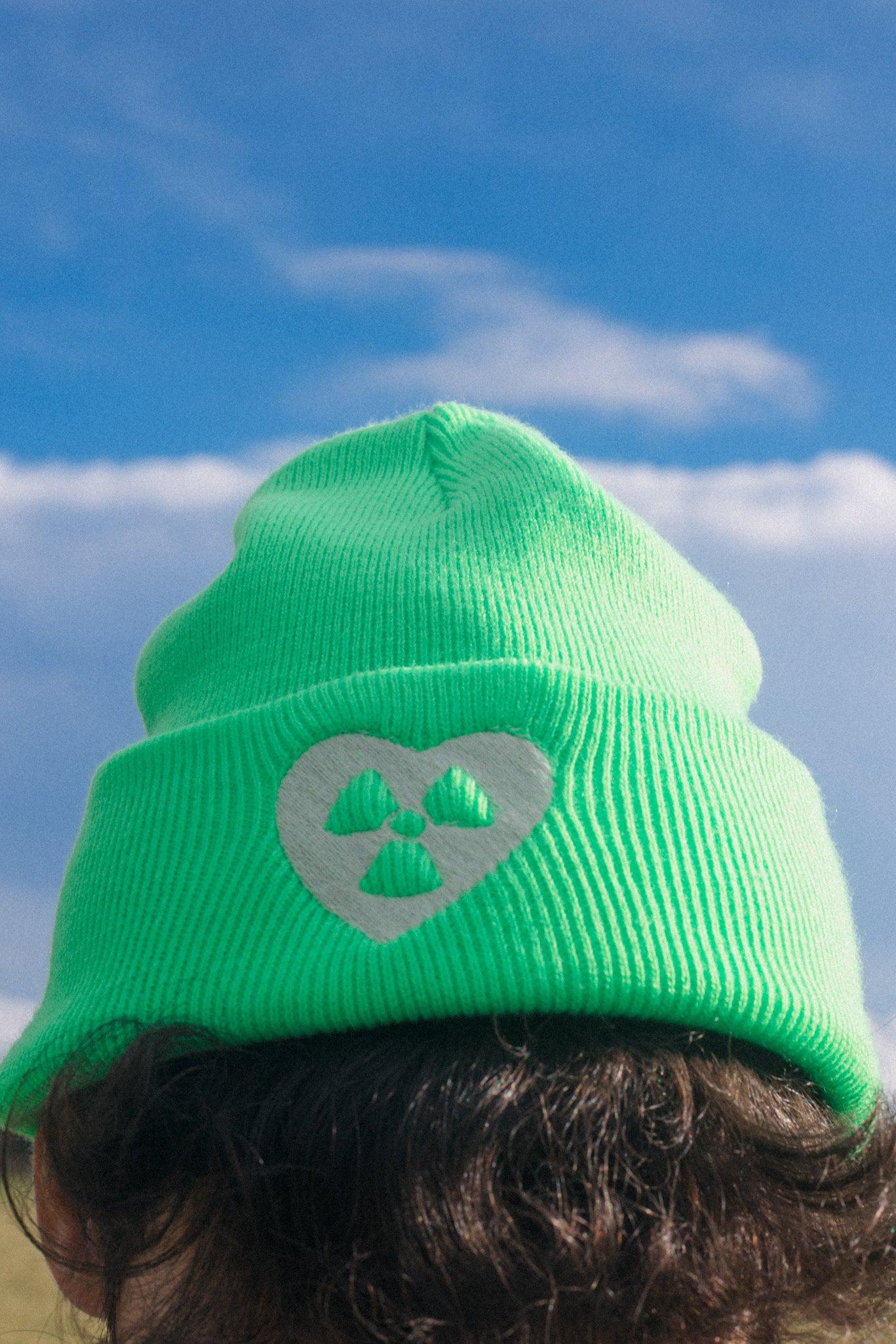 GREEN RADIOACTIVE GLOW IN THE DARK BEANIE AlienInAJar