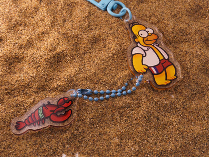 Homer and Pinchy Acrylic Keycharm AlienInAJar