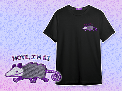 Move I'm **** Embroidered Opossum T-shirt AlienInAJar