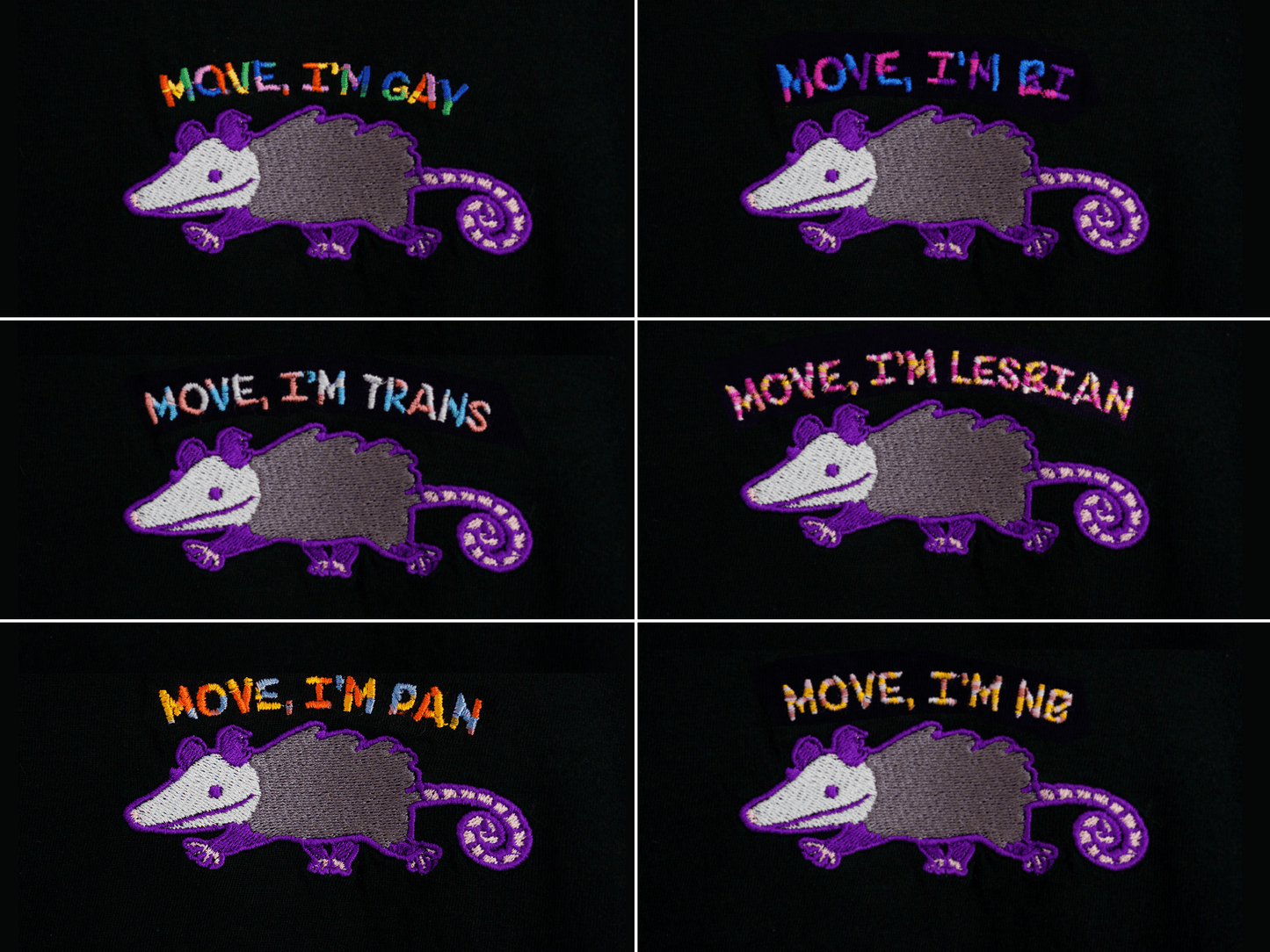 Move I'm **** Embroidered Opossum T-shirt AlienInAJar