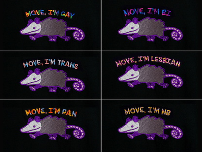 Move I'm **** Embroidered Opossum T-shirt AlienInAJar