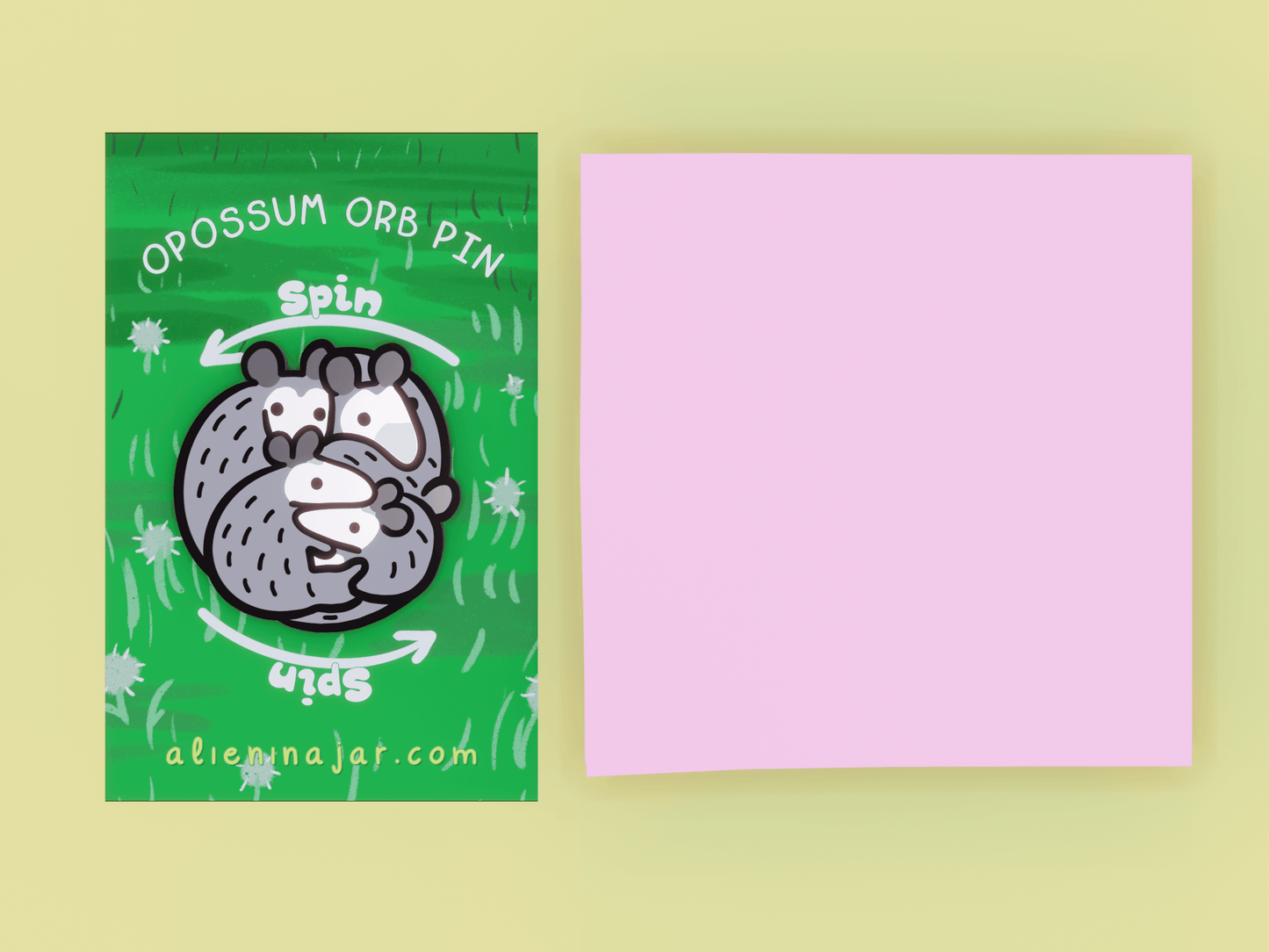 Spinning Opossum Enamel Pin AlienInAJar