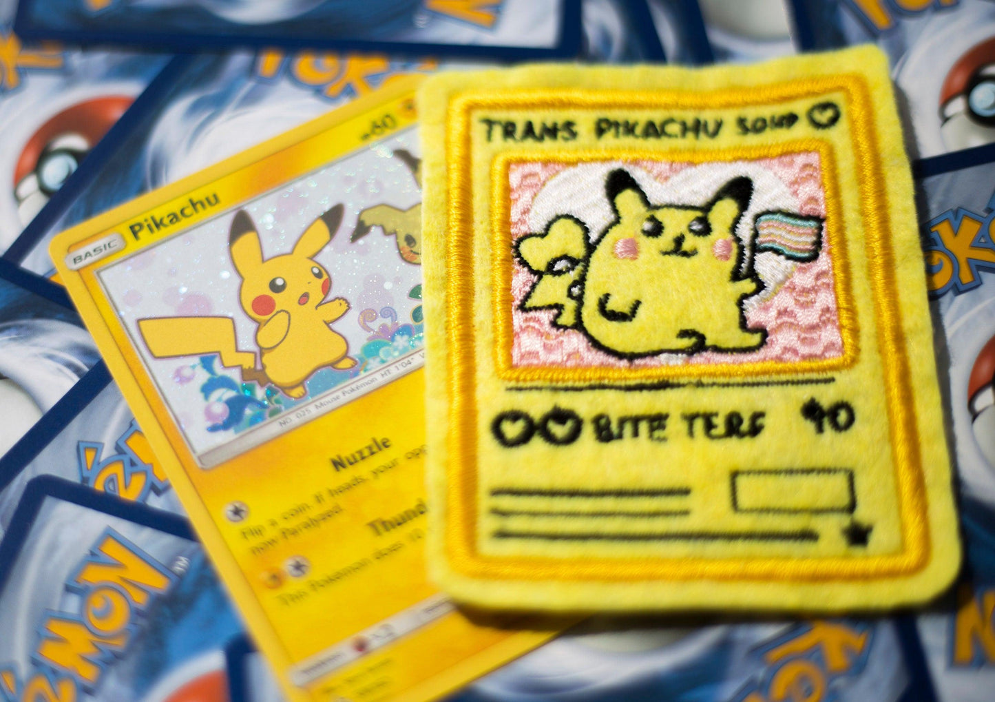 Trans Pikachu Pokemon Card Sew-On Patch AlienInAJar