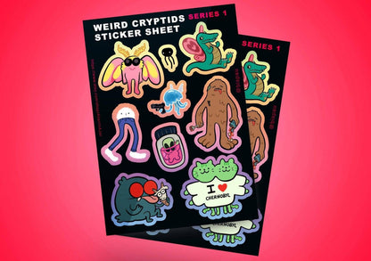 Weird cryptids Peel-off sticker sheet A5 AlienInAJar