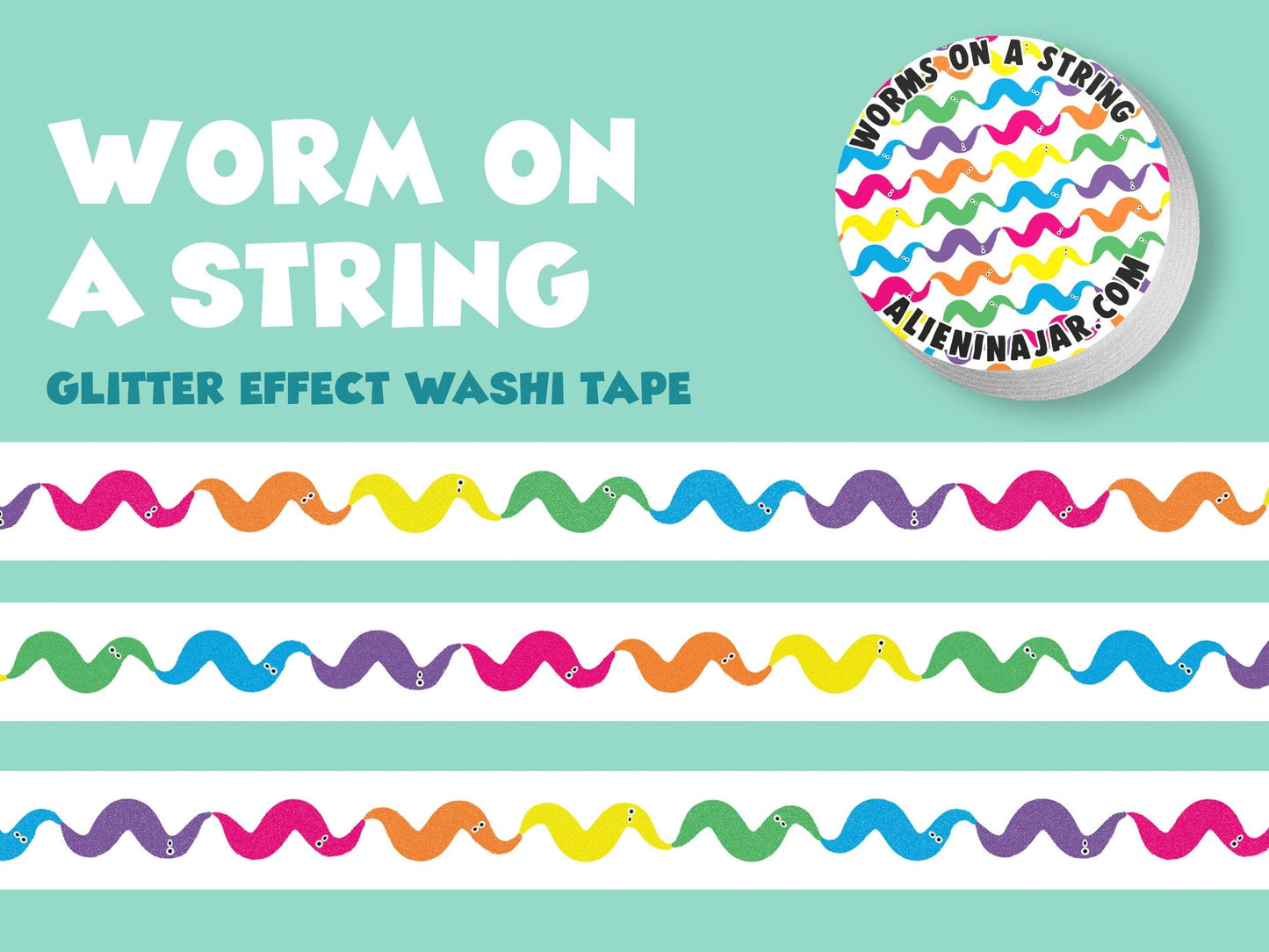 Worm on a String Glitter Washi Tape AlienInAJar